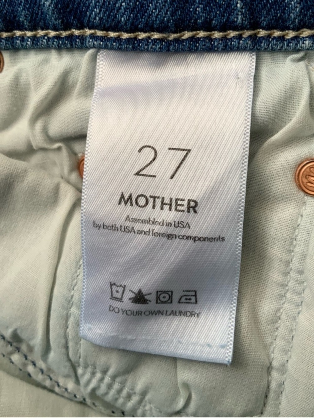 MOTHER SUPERIOR Jeans Full-Pipe Flood It’s a Small World Blue Size 27 - Picture 8 of 13